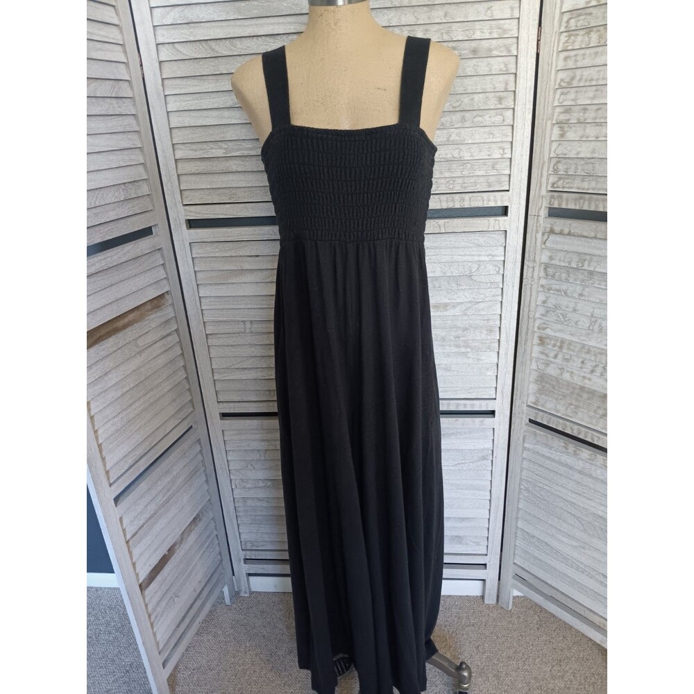 Free People Beach Homecoming Jumper Sz.M Linen Blend Smocked Wide Leg Stretch